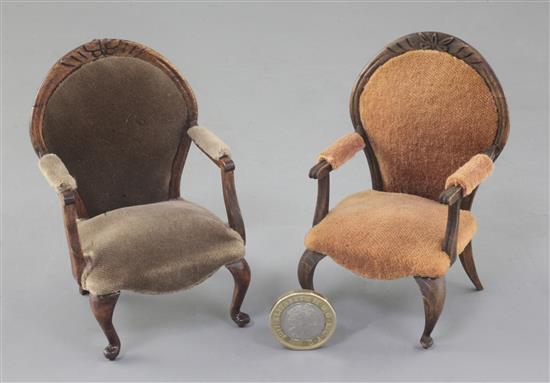 Denis Hillman. A pair of Louis XV style beech fauteuils, height 3.75in.